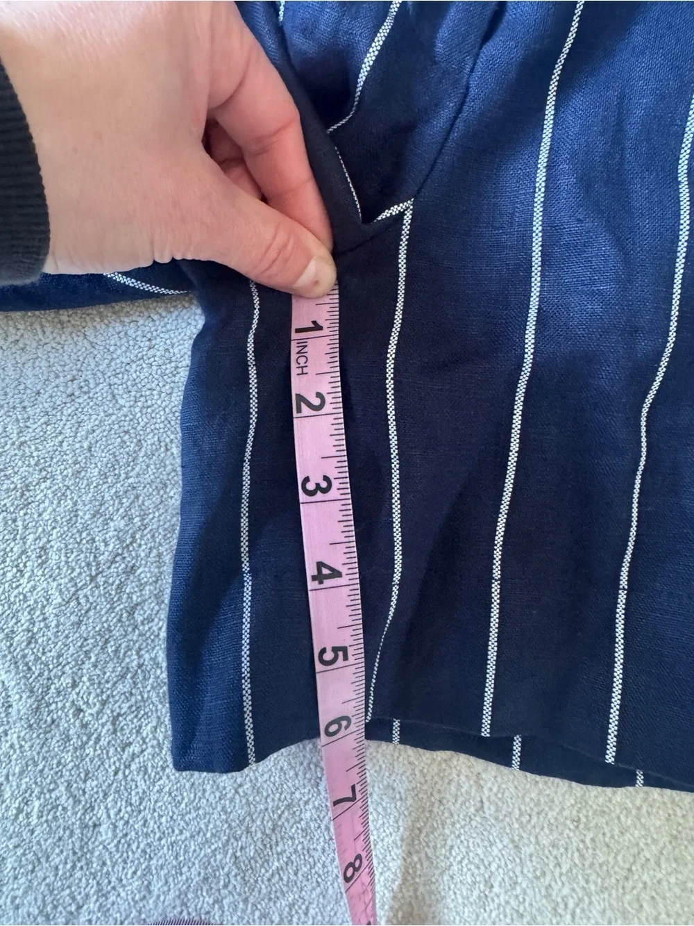 Nicholas Lavinia Navy Linen Stripe Shorts US 6 AU 10